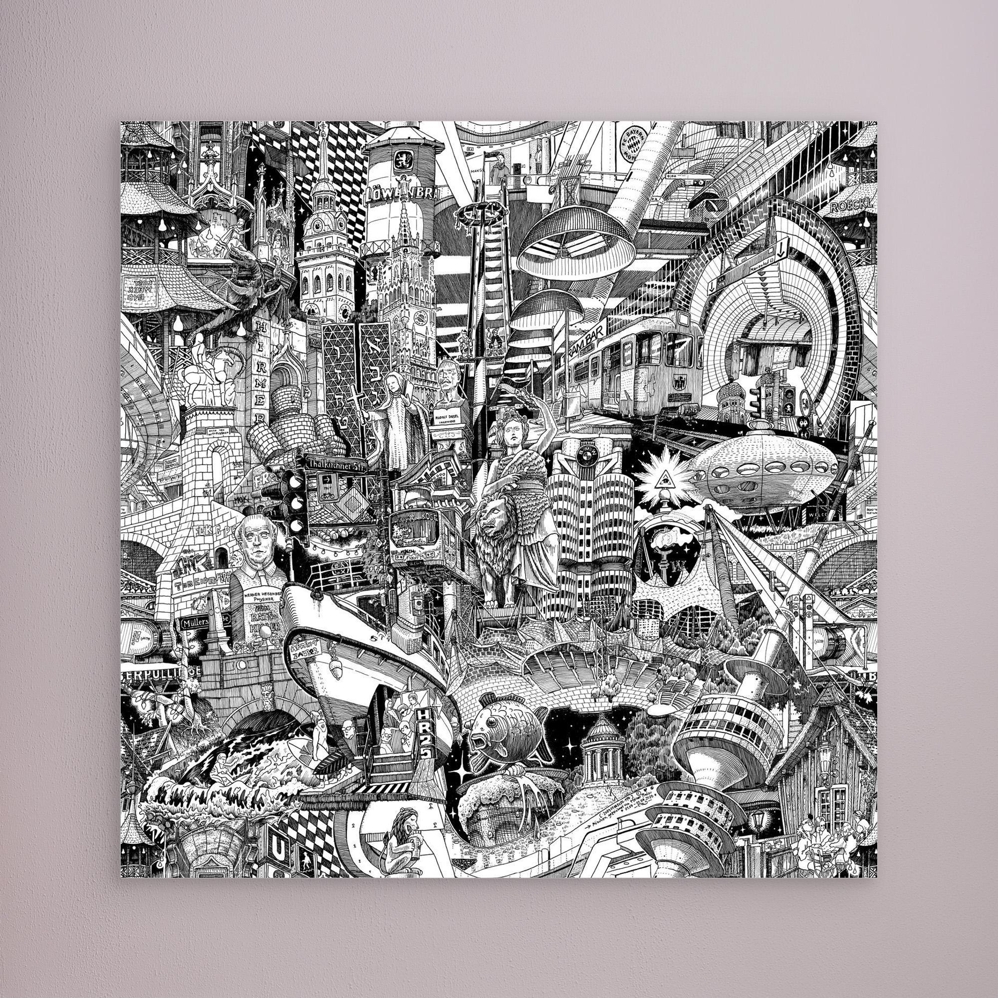 Munich – Hand-drawn Cityscape Canvas