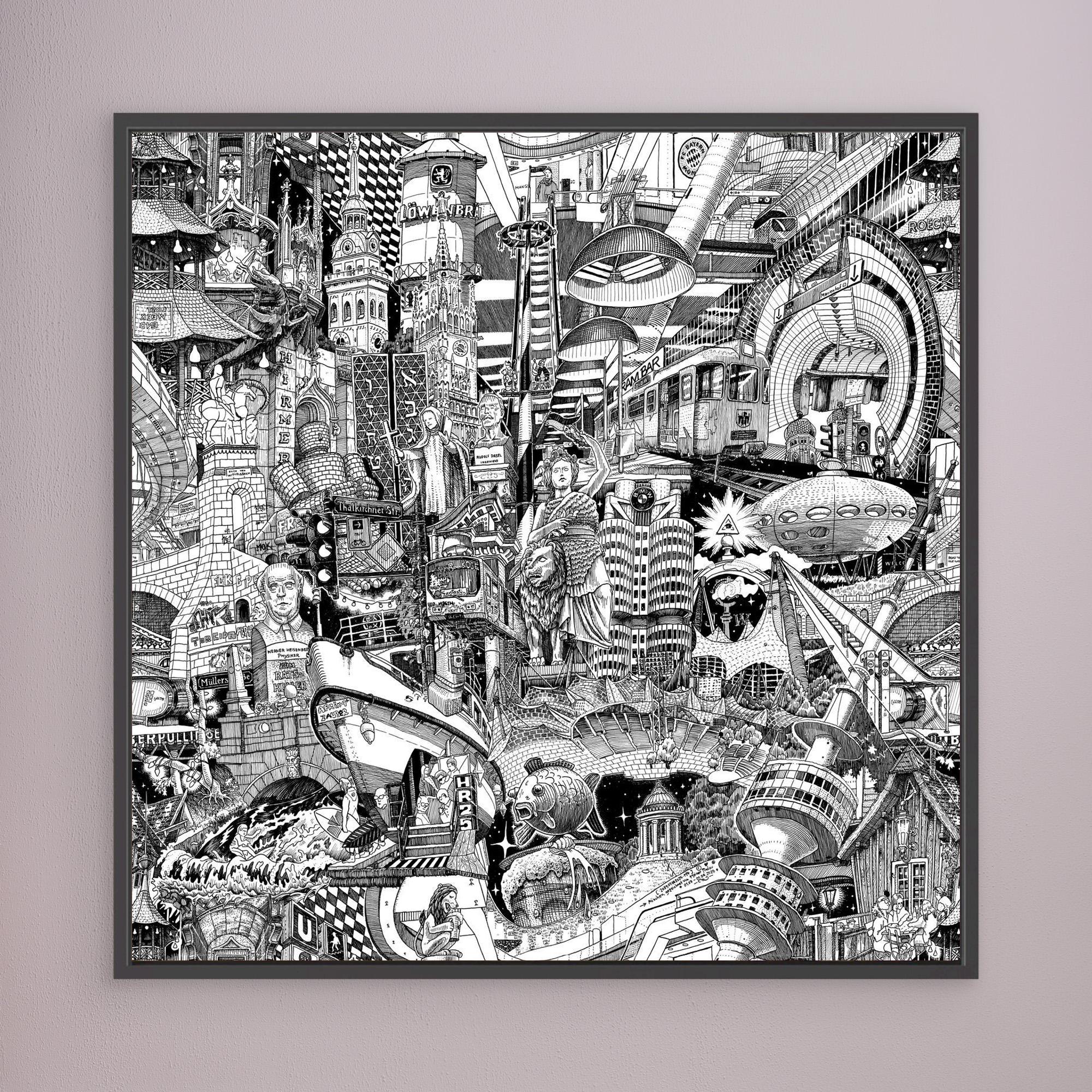 Munich – Hand-drawn Cityscape Canvas