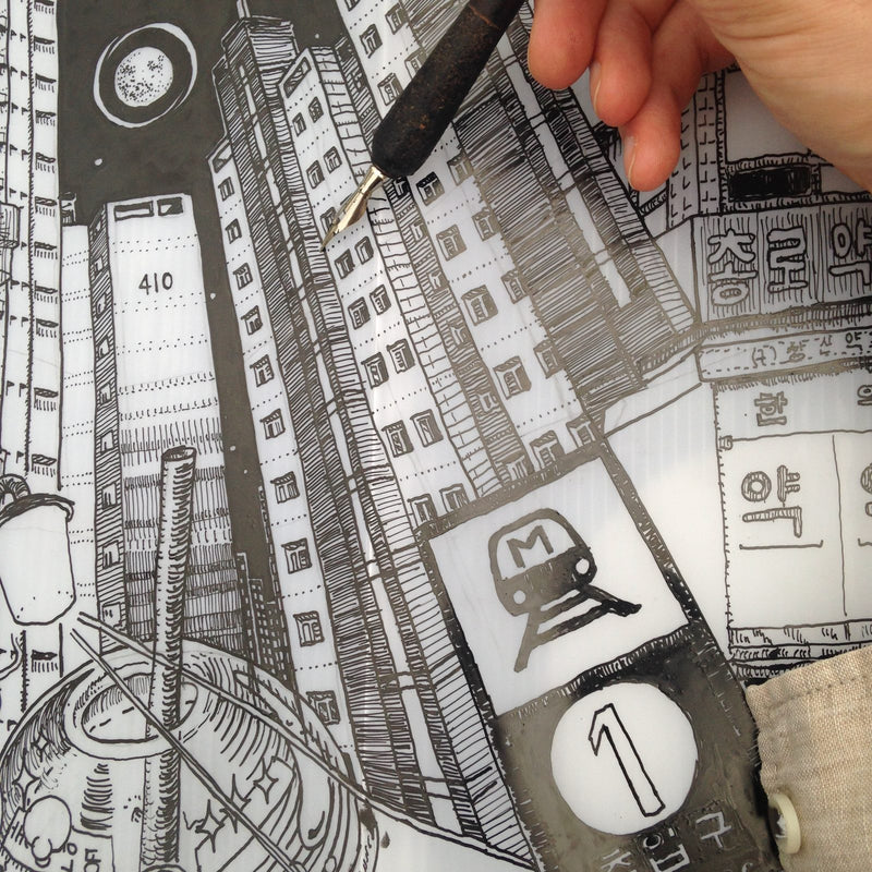 Heiner Radau drawing on location in Seoul