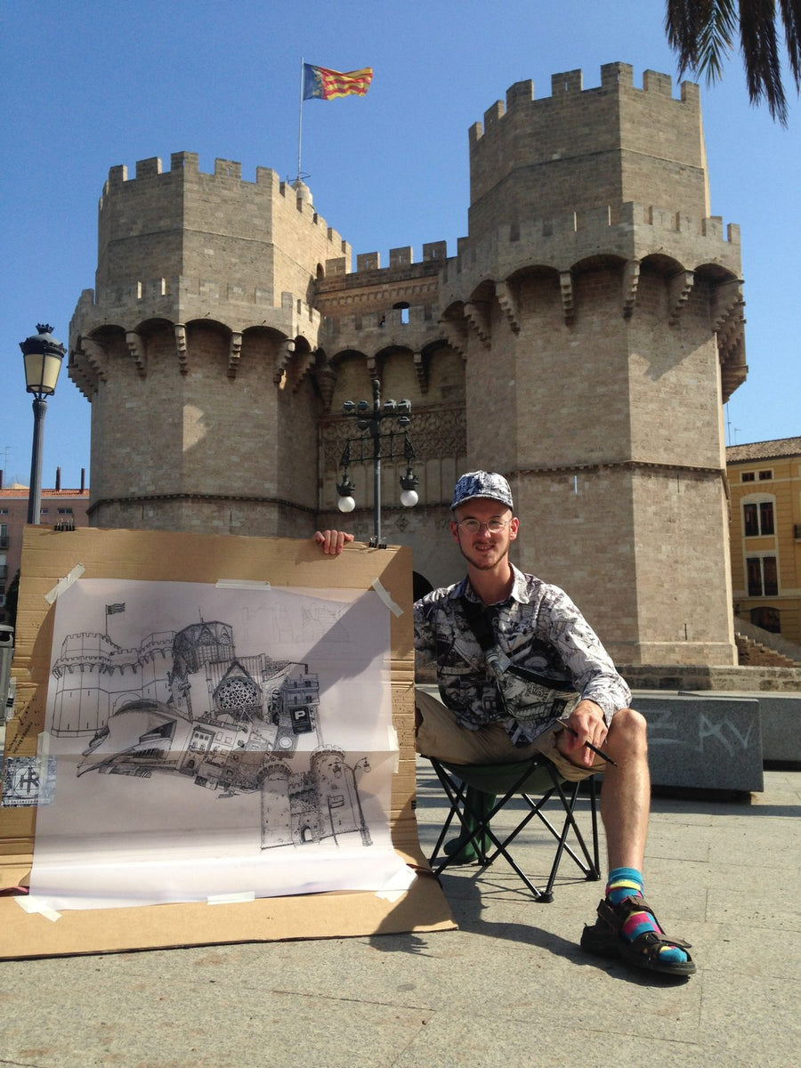 Heiner Radau drawing on location in Valencia