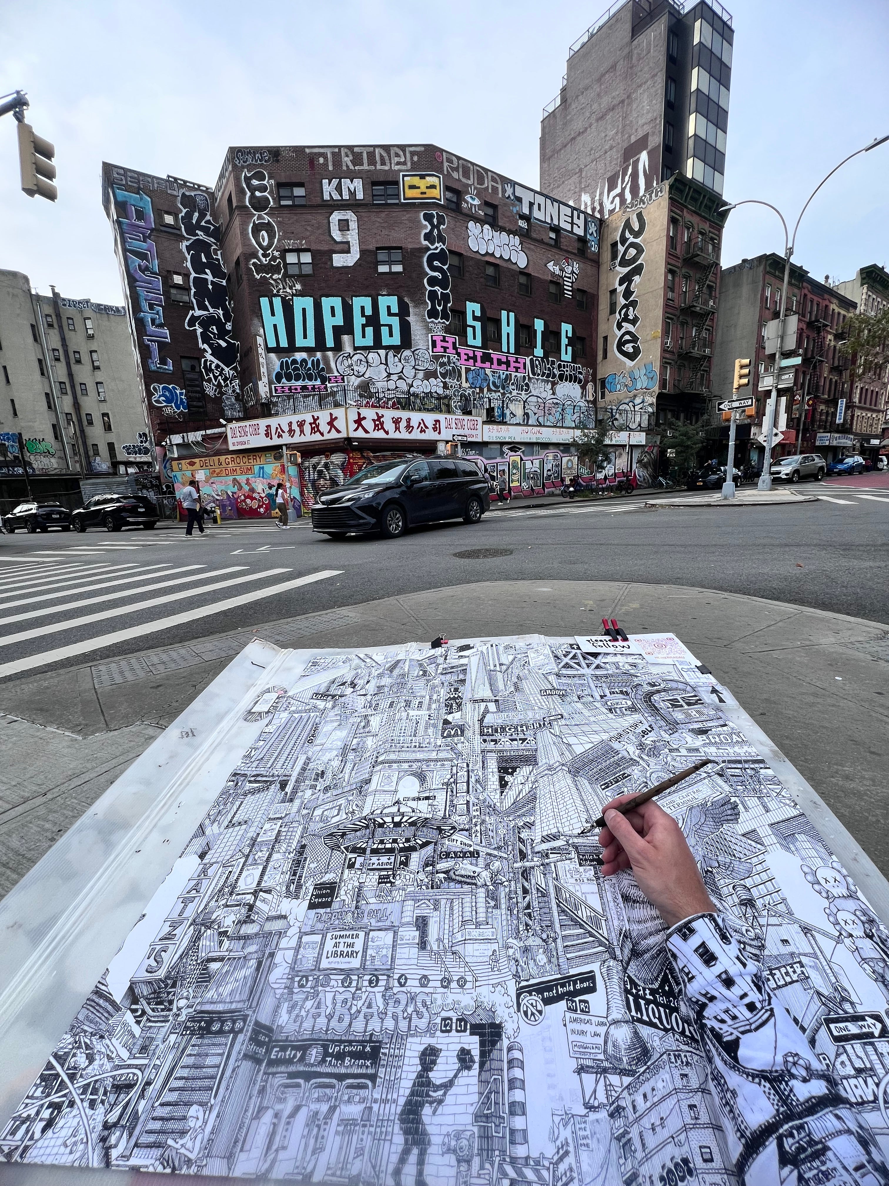 Drawing the Great Wall of Fame in Chinatown, Day 19