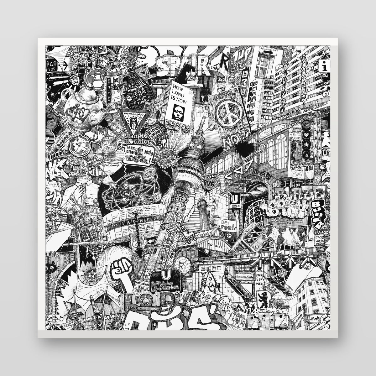 Berlin fine art poster in a white wood frame with plexiglass