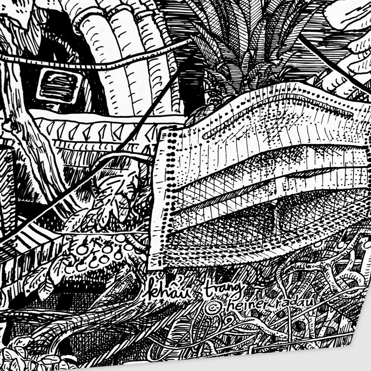 Detail of the hand-written © heiner radau signature on the Hanoi landscape fine art poster