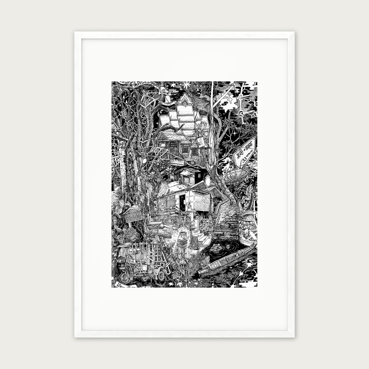Laos fine art poster portrait in a white wood frame with a white passepartout