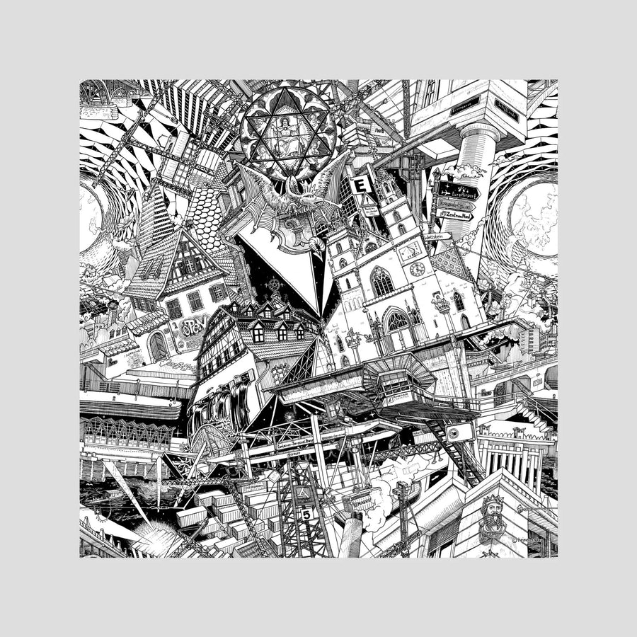 Basel fine art poster, unframed – hand-drawn black and white Basel wall art print