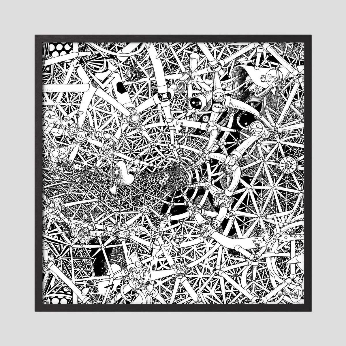 Universe fine art poster in a black wood frame with plexiglass