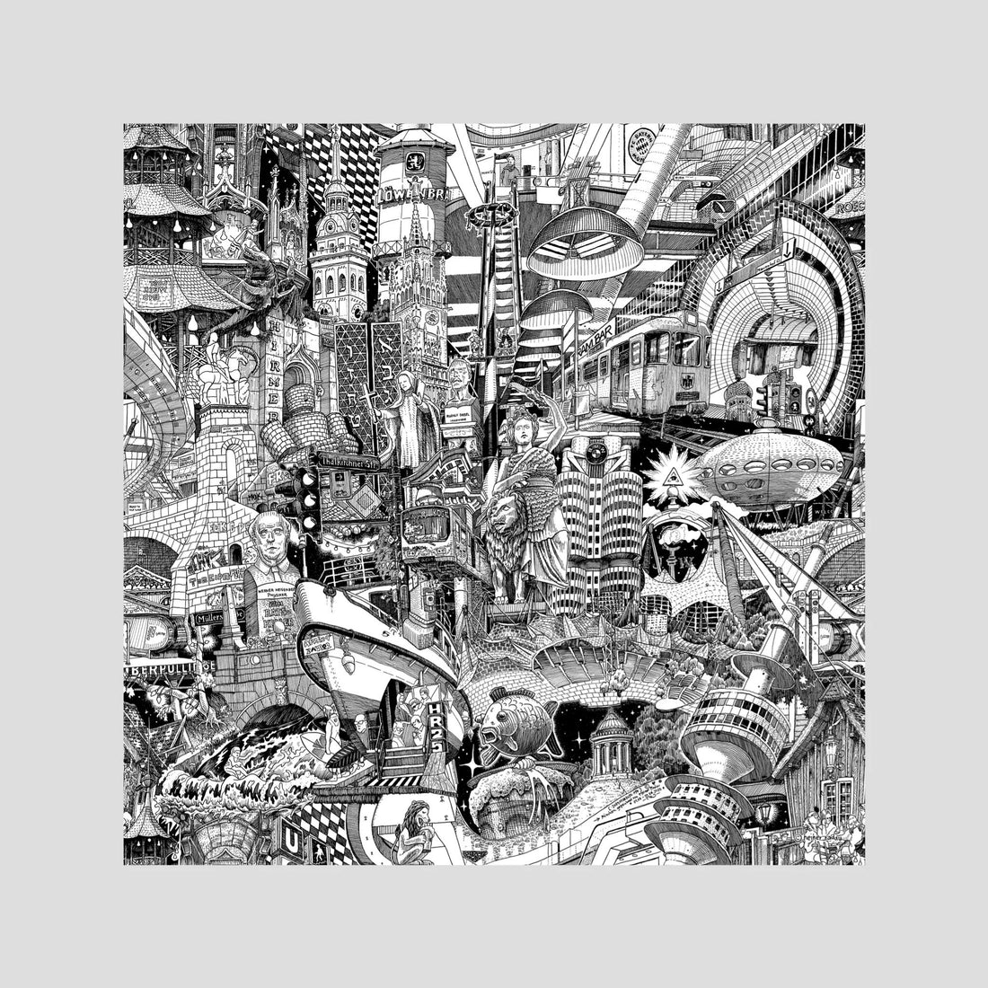 Munich fine art poster, unframed – hand-drawn black and white Munich wall art print