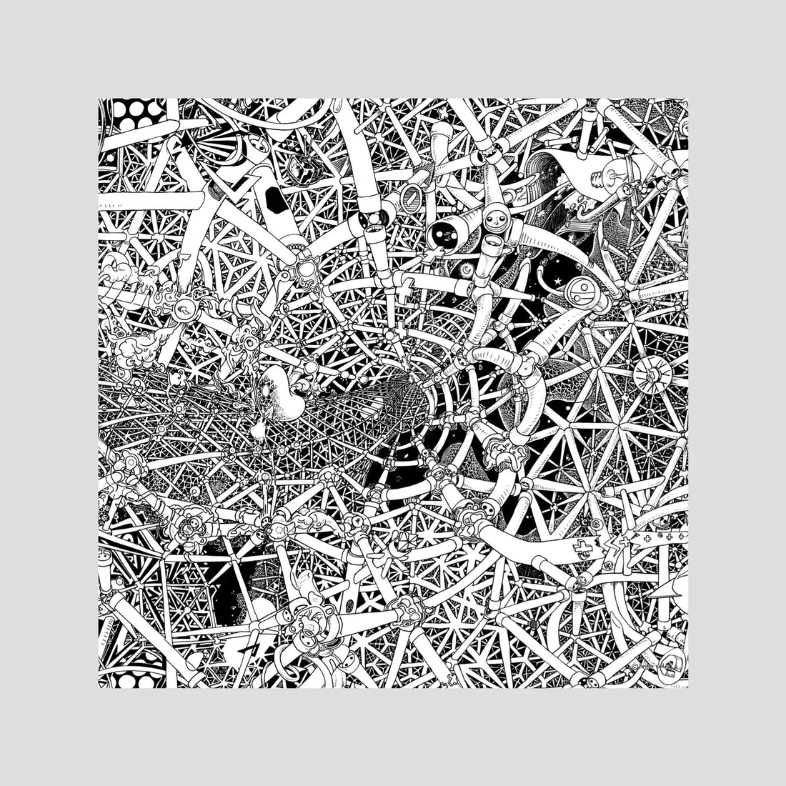 Universe fine art poster, unframed – hand-drawn black and white cosmic wall art print