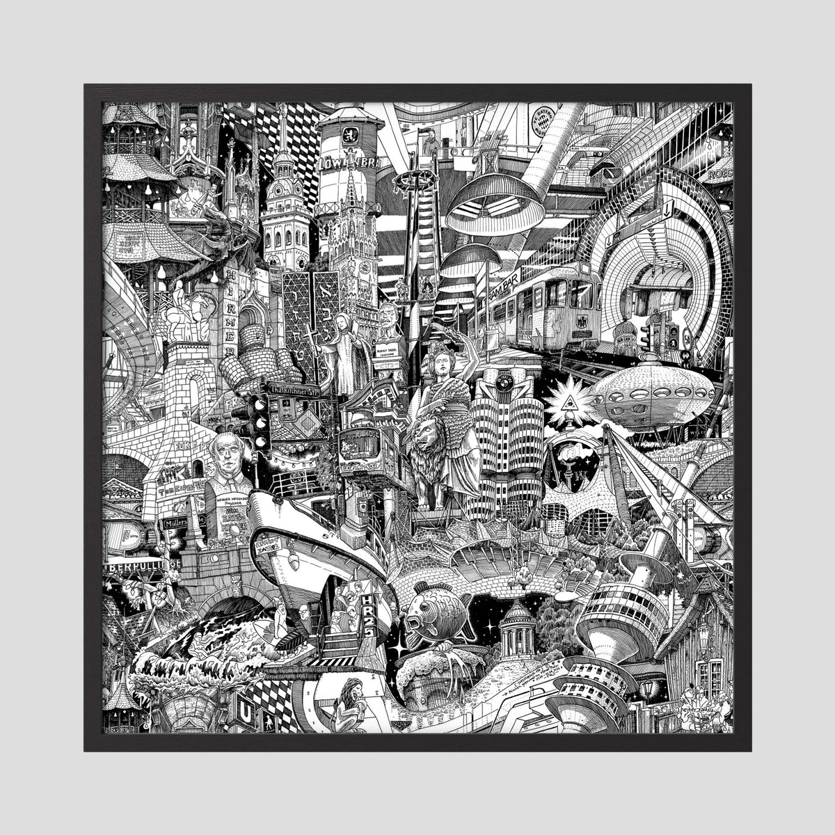Munich fine art poster in a black wood frame with plexiglass