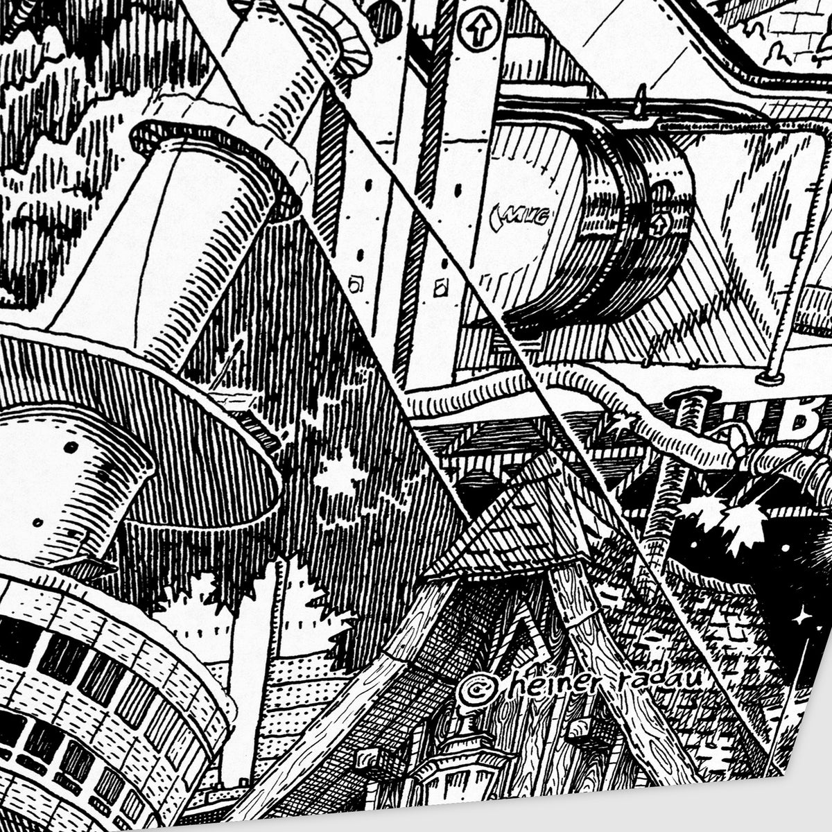 Detail of the hand-written © heiner radau signature on the Munich landscape fine art poster