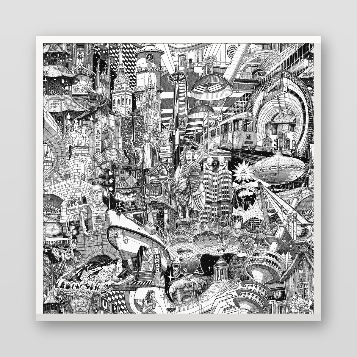Munich fine art poster in a white wood frame with plexiglass
