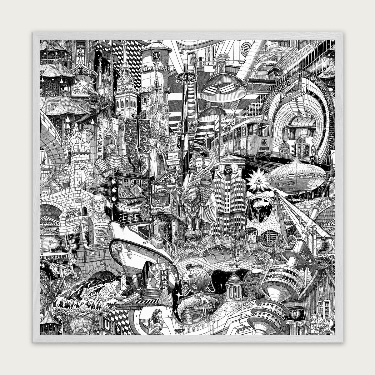 Munich fine art poster in a white wood frame with plexiglass