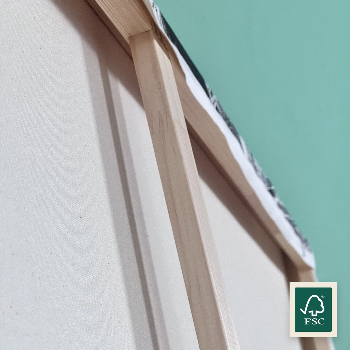 Premium poly-cotton canvas on a stretcher frame made of FSC-certified wood.