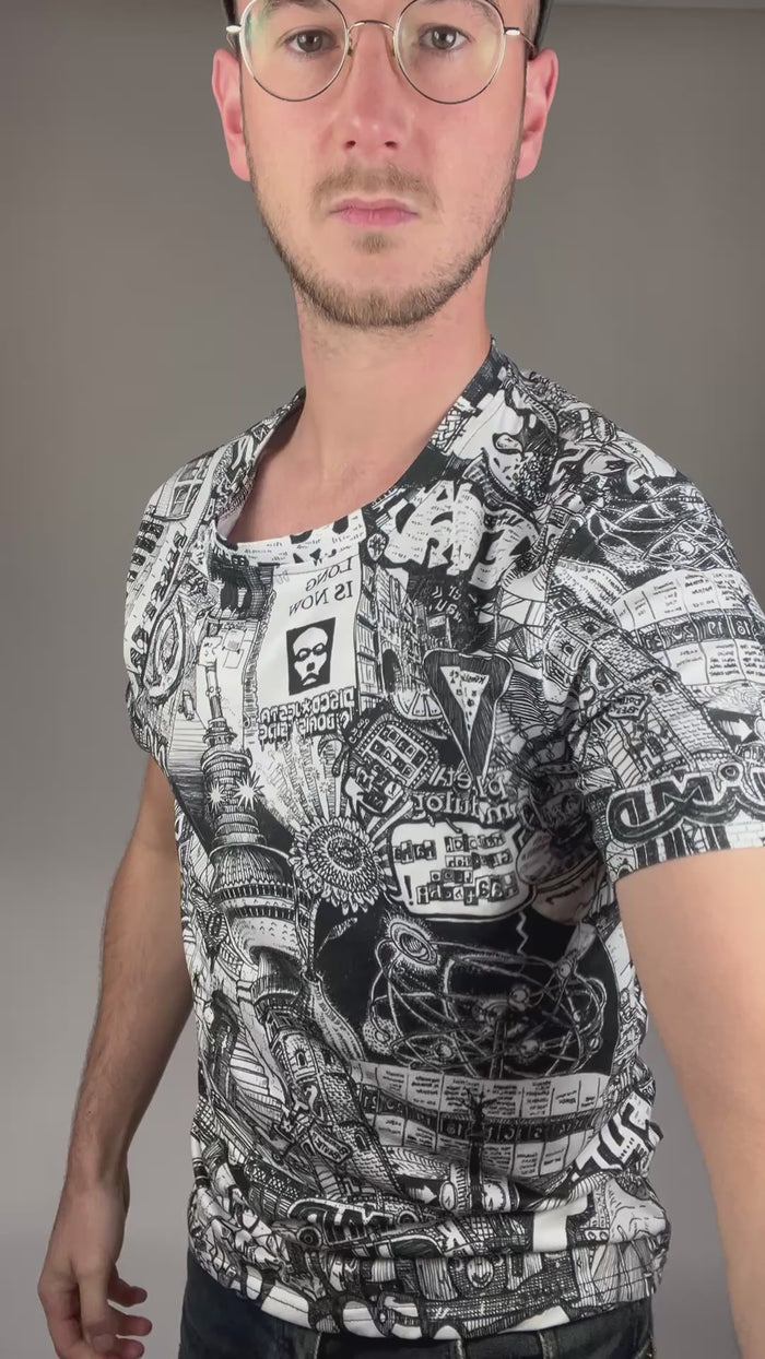 T-shirt imprimé Berlin All Over noir/blanc