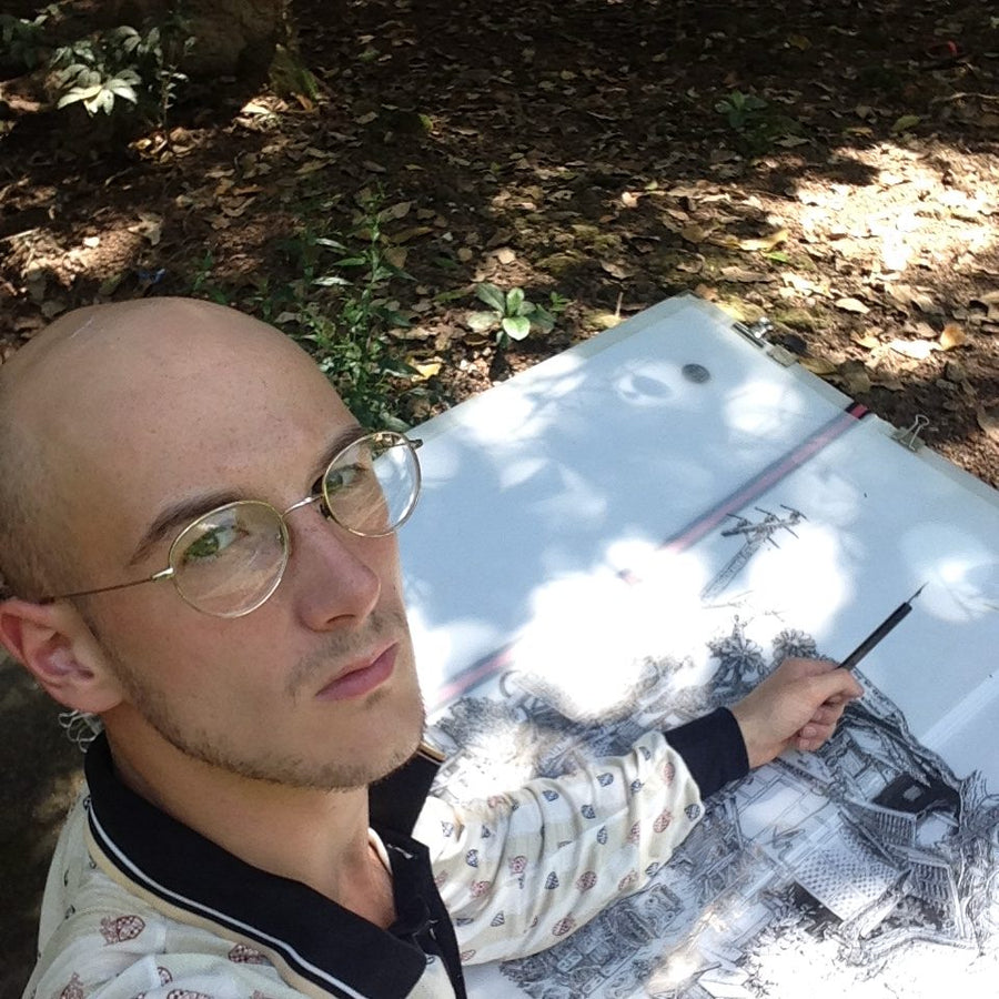 Heiner Radau zeichnet vor Ort in Luang Prabang