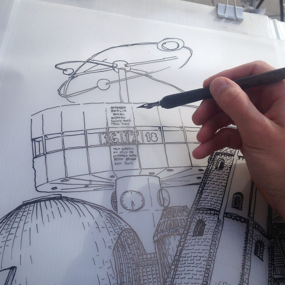 The World Clock at Alexanderplatz – Heiner Radau, Travel & Draw Berlin