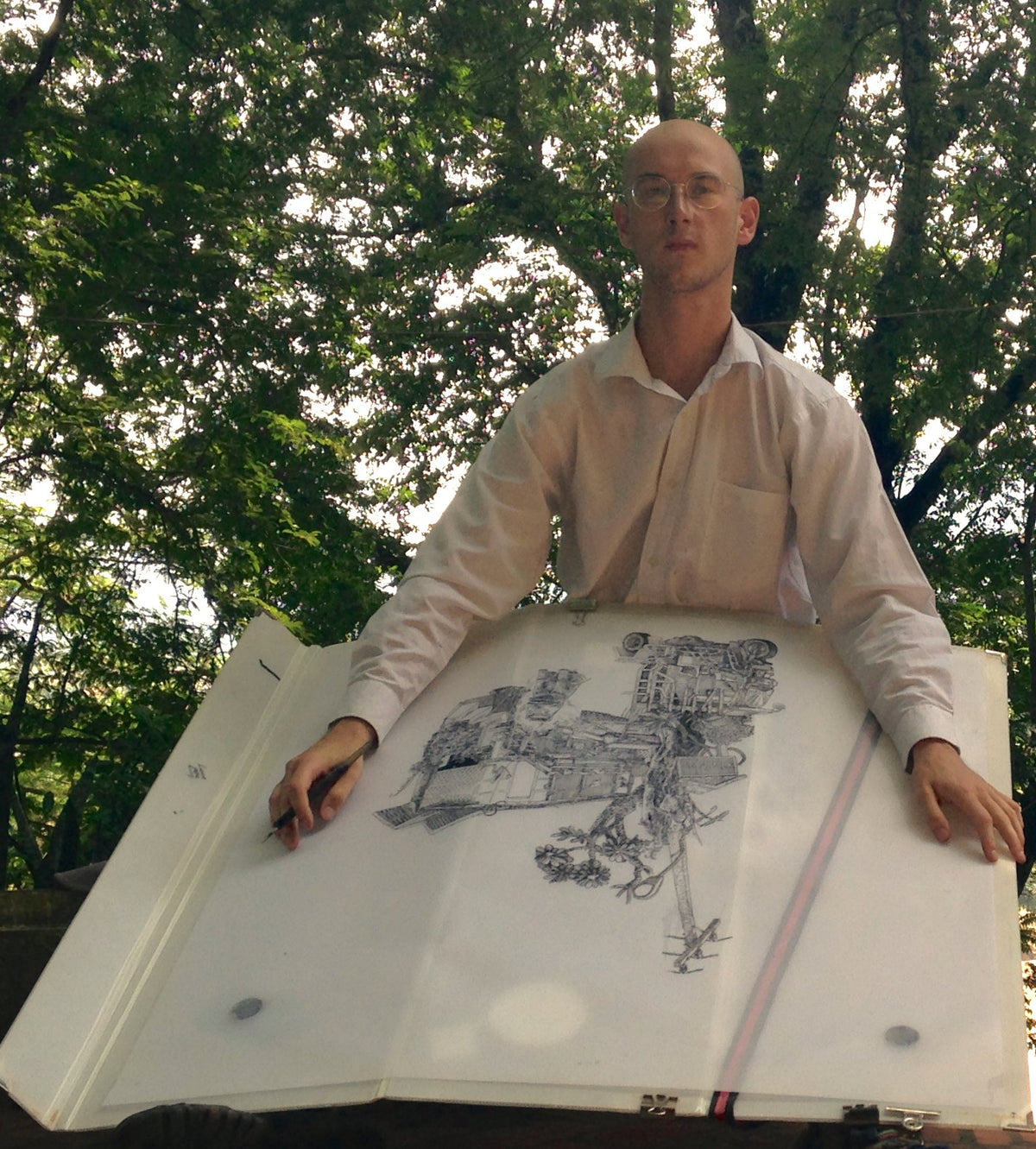 Under the trees in Luang Prabang – Heiner Radau, Travel & Draw Luang Prabang
