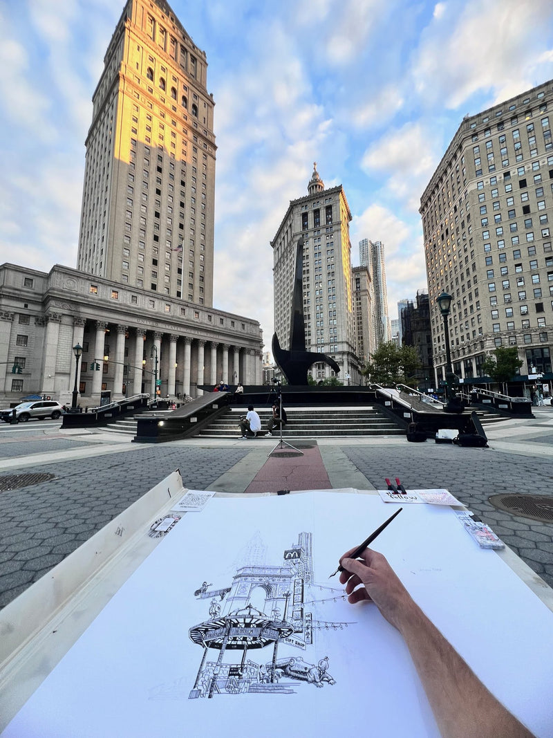 Drawing in Manhattan, New York – Heiner Radau, Travel & Draw New York