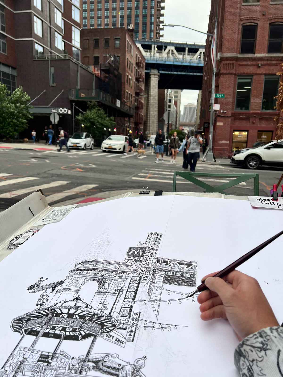 A Manhattan street corner, New York – Heiner Radau, Travel & Draw New York