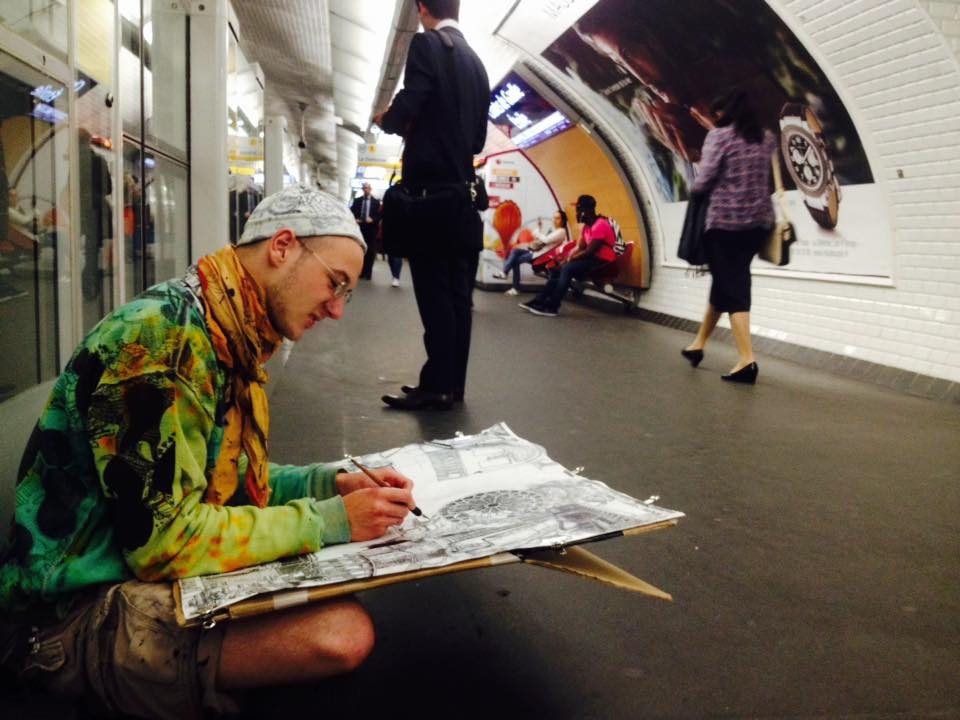 Drawing in the Paris Métro – Heiner Radau, Travel & Draw Paris