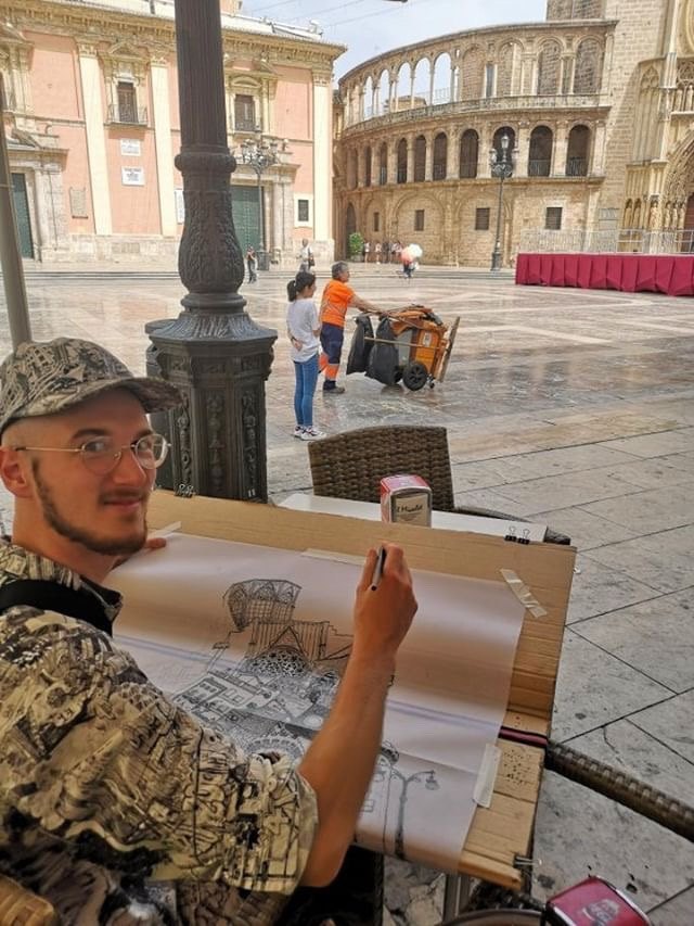 Plaza de la Virgen, Valencia – Heiner Radau, Travel & Draw Valencia