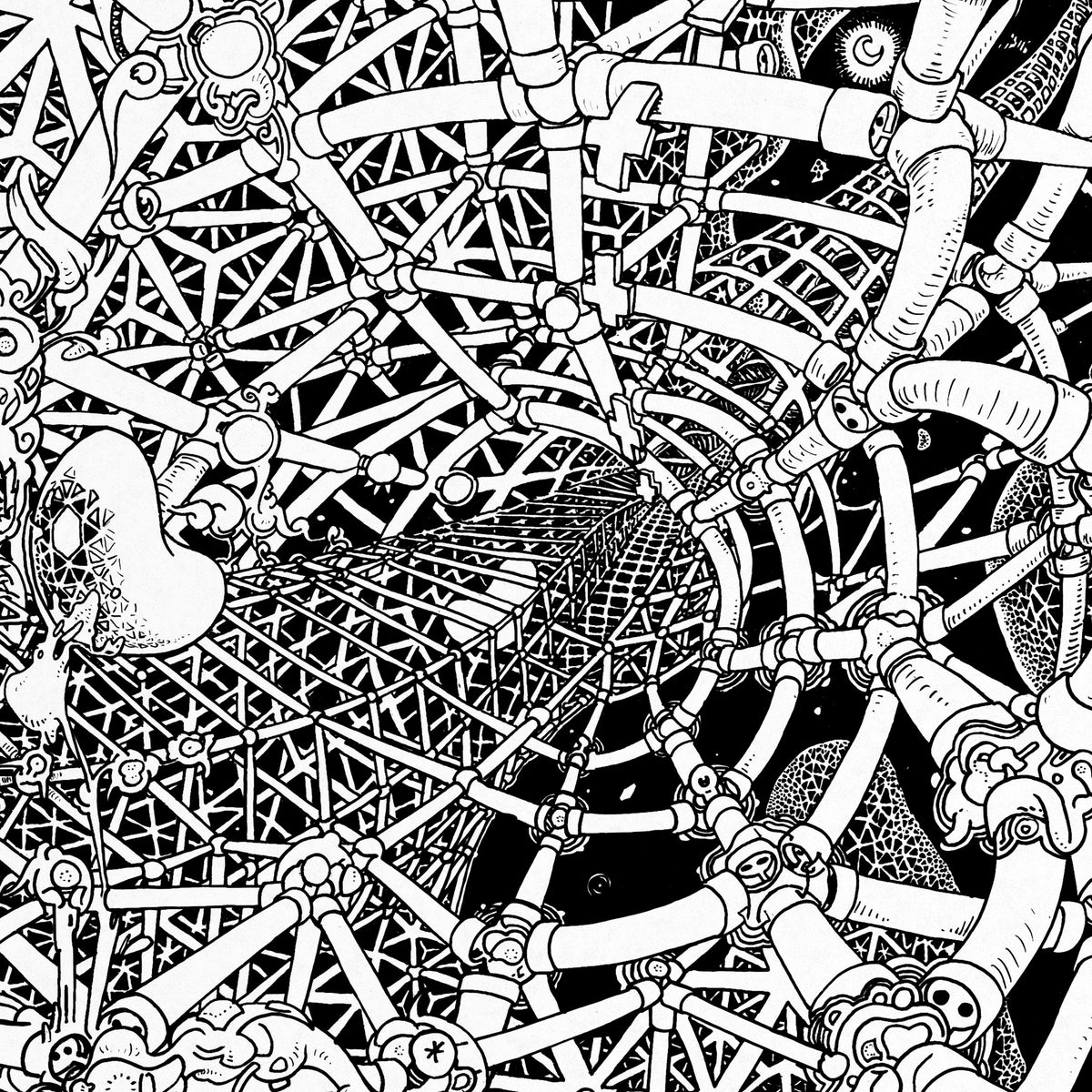 Close-up of the Universe pen and ink drawing printed on matte 230 g/m² fine art paper