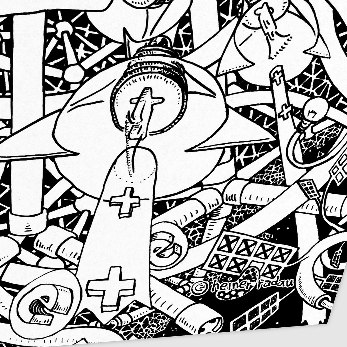 Detail of the hand-written © heiner radau signature on the Universe landscape fine art poster
