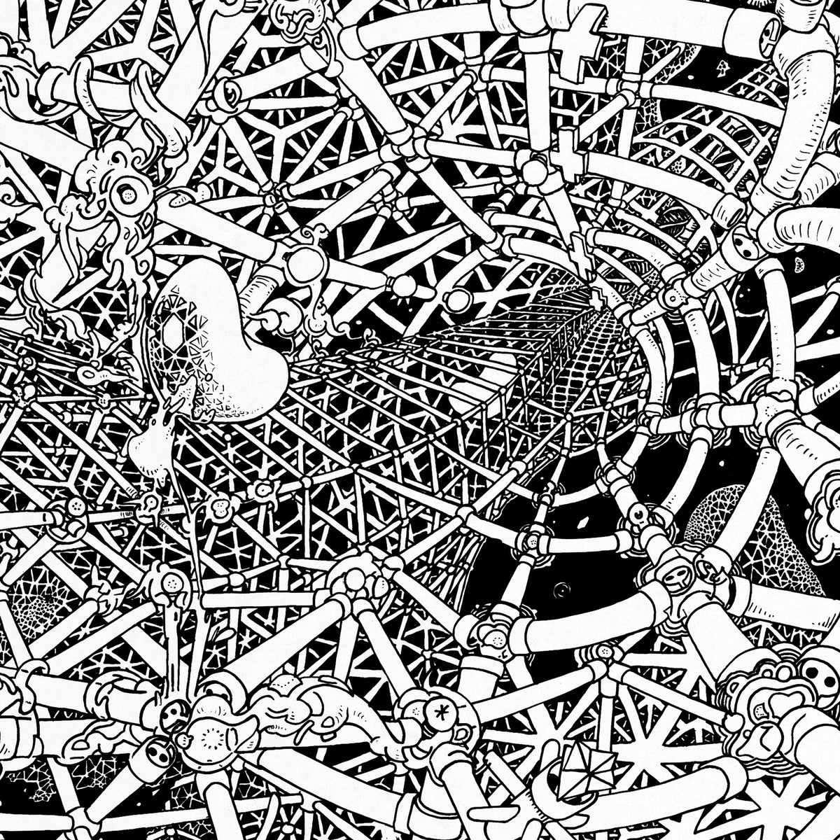 Close-up of the Universe pen and ink drawing printed on matte 230 g/m² fine art paper