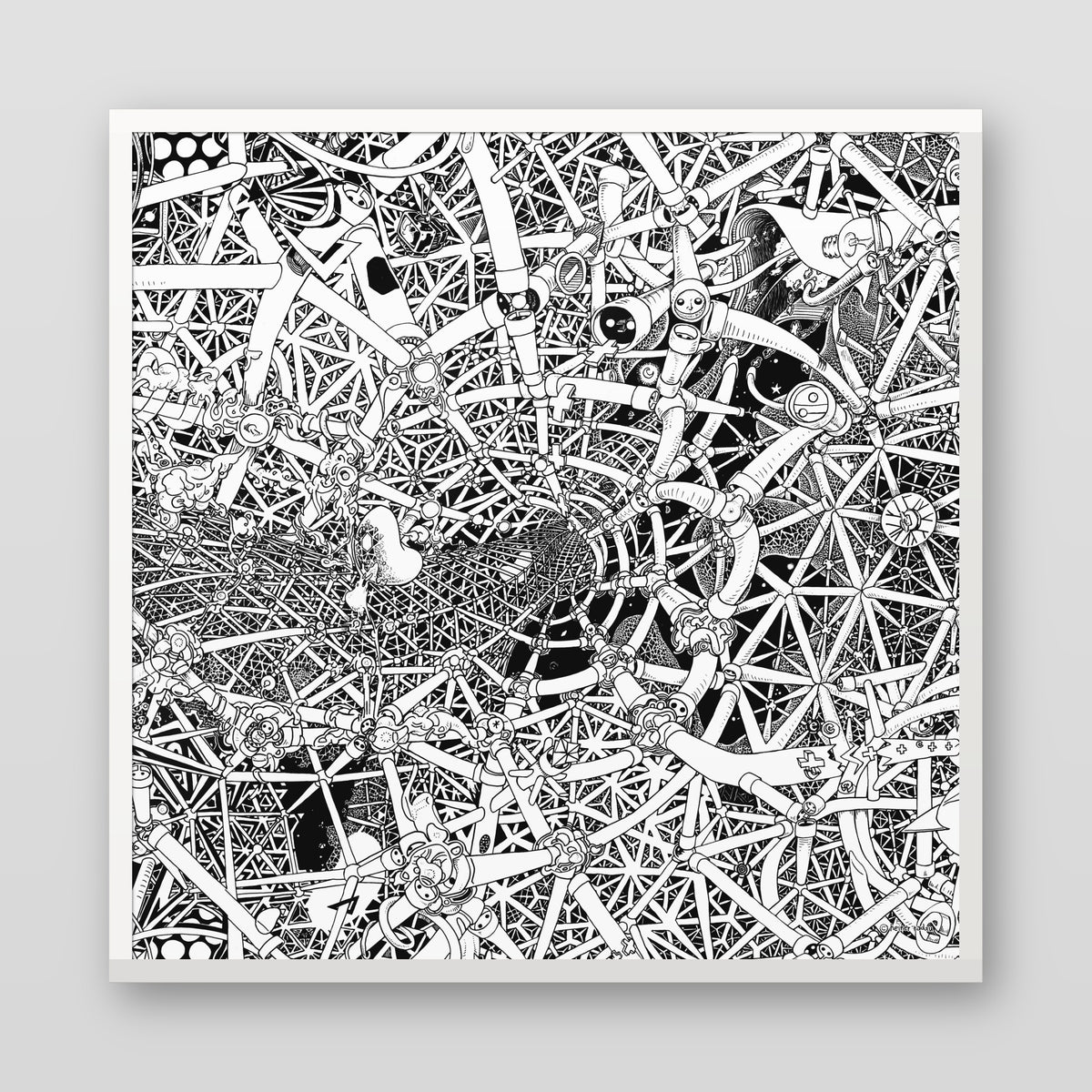 Universe fine art poster in a white wood frame with plexiglass