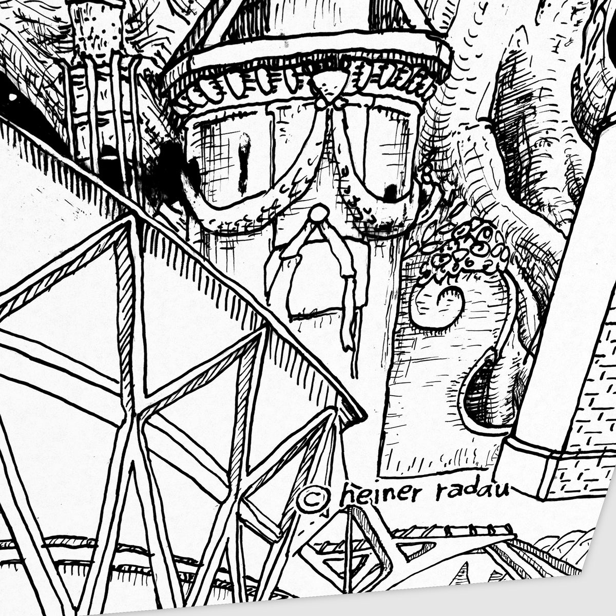 Detail of the hand-written © heiner radau signature on the Valencia fine art poster